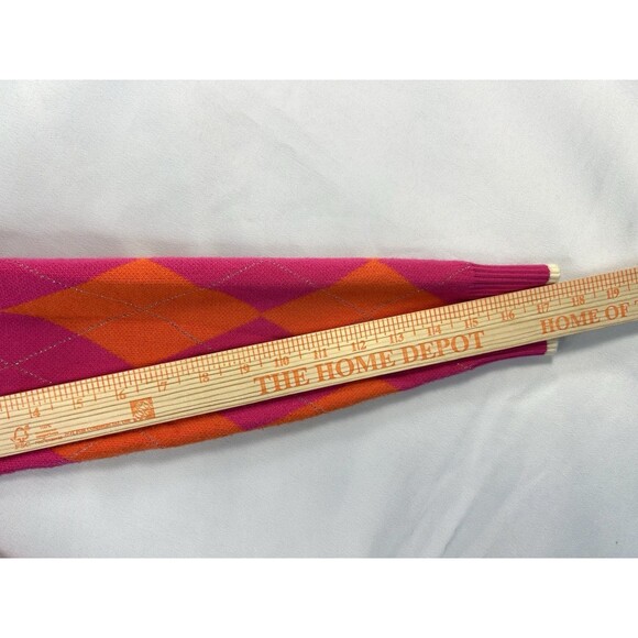 THML Women's Argyle Sweater Sz XS Pink Orange Vibrant Preppy Academia Diamond - Picture 6 of 8